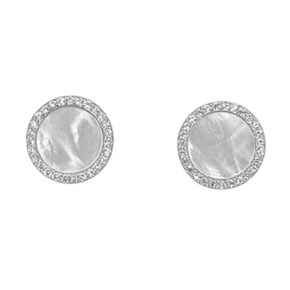 CONJUNTO NACAR PLATA ACABADO RODIO COLLAR PENDIENTES CIRCONITAS