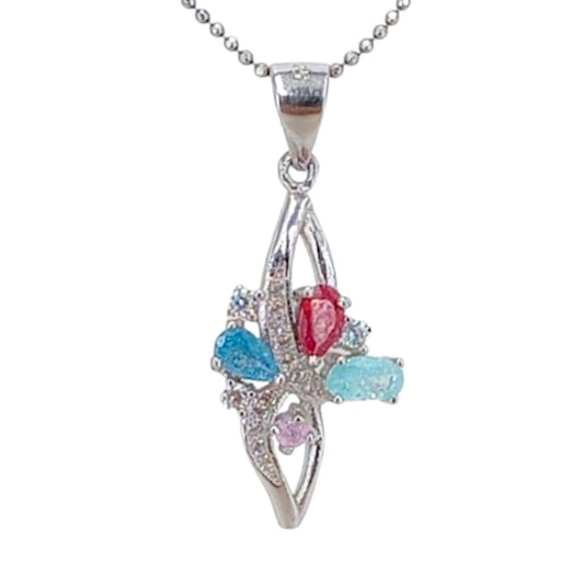 COLGANTE PLATA ACABADO RODIO CIRCONITAS