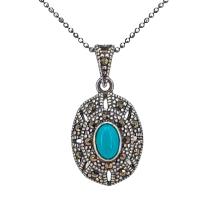 COLGANTE PLATA ACABADO PLATEADO ENVEJECIDO TURQUESA VINTAGE