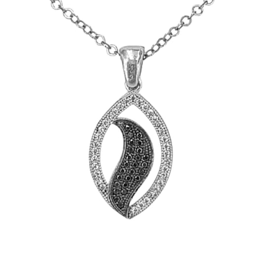 Necklace and Earrings Set with Cubic Zirconia, Silver Rhodium Finish