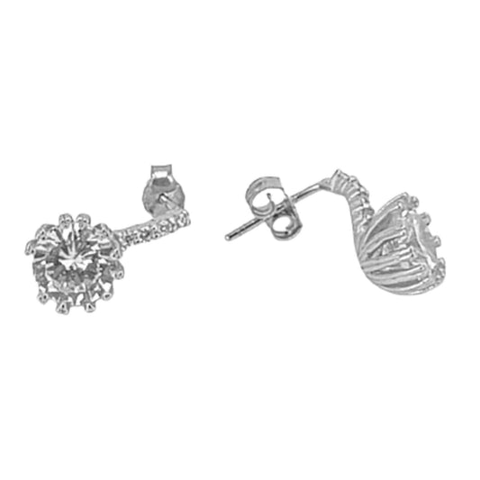 Necklace and Earrings Set, Silver Rhodium Finish, Cubic Zirconia, Push-Back Clasp