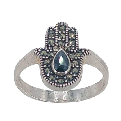 CONJUNTO MANO ANILLO PENDIENTES CIERRE CATALAN PLATA ACABADO PLATEADO PIEDRAS NATURALES