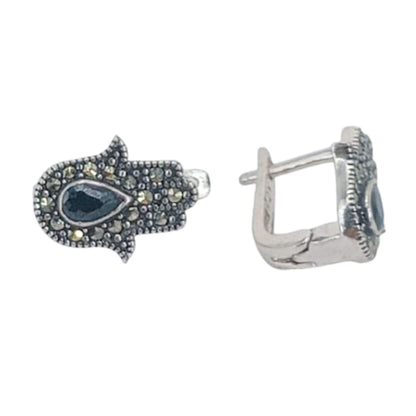 CONJUNTO MANO ANILLO PENDIENTES CIERRE CATALAN PLATA ACABADO PLATEADO PIEDRAS NATURALES