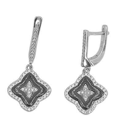CONJUNTO PLATA CERAMICA COLLAR PENDIENTES ANILLO ACABADO RODIO CIRCONITAS
