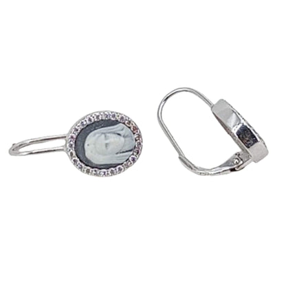 CONJUNTO VIRGEN PLATA ACABADO RODIO COLLAR PENDIENTES