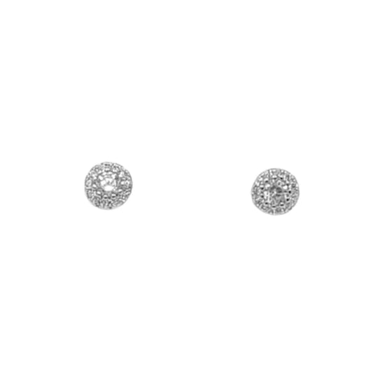 SILVER EARRINGS WITH RHODIUM FINISH, ZIRCONIA, PEARL, AND PRESSURE CLOSURE