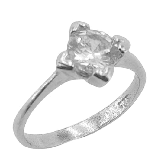 SOLITAIRE RING SILVER RHODIUM FINISH ZIRCONIA