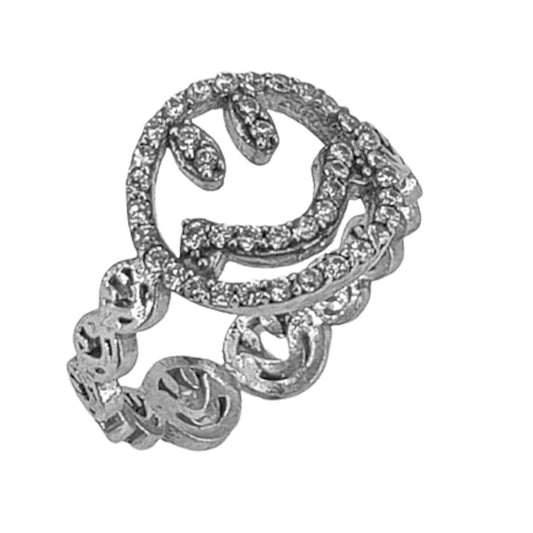 SILVER RING WITH RHODIUM FINISH AND ZIRCONIAS