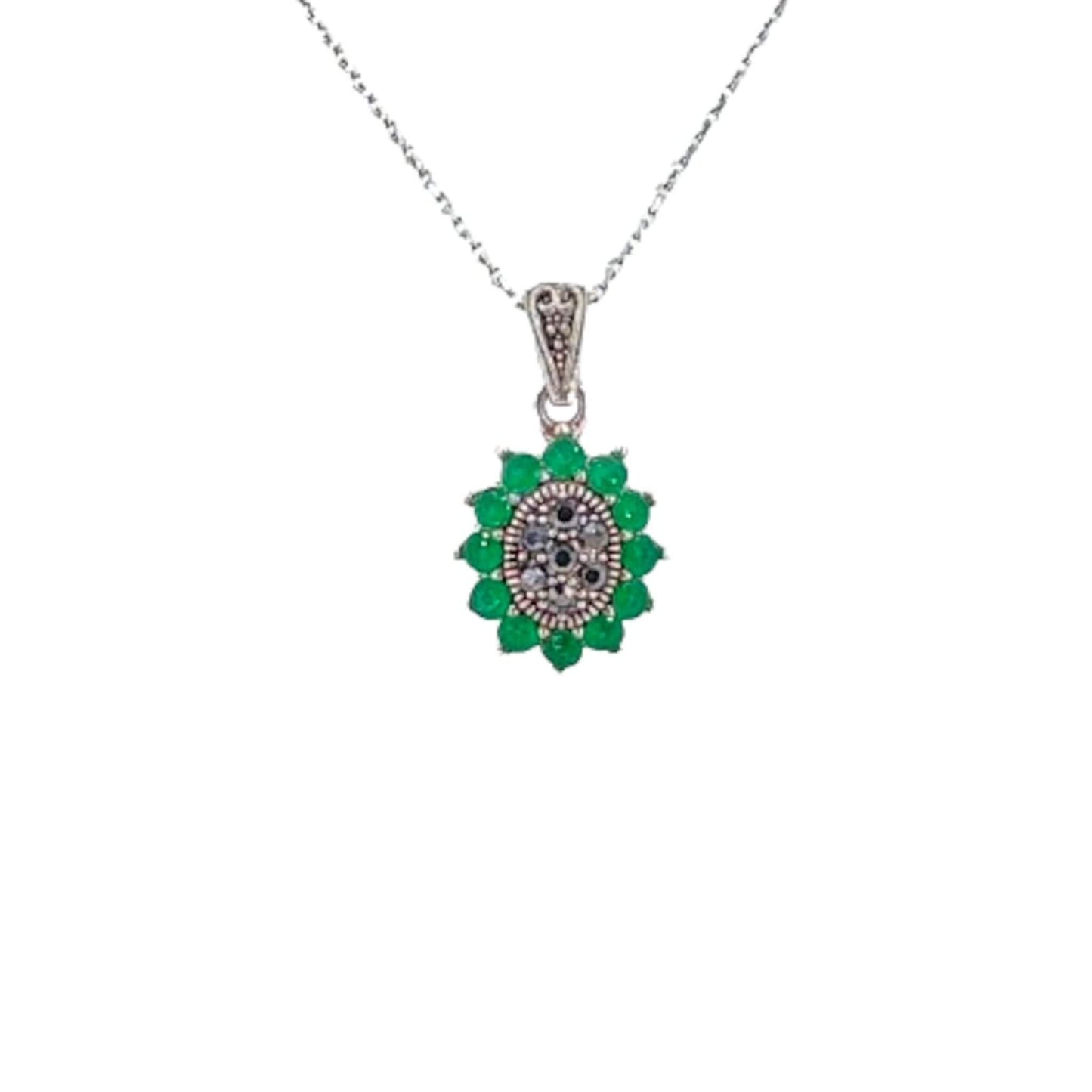 COLGANTE PLATA ACABADO PLATEADO PIEDRAS NATURALES VINTAGE