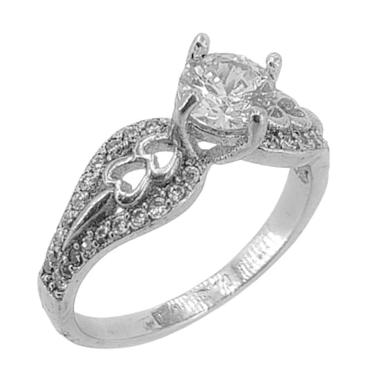 SOLITAIRE SILVER RHODIUM FINISH ZIRCONIAS