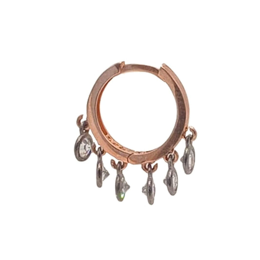 SILVER HOOP EARRINGS WITH PINK FINISH AND ZIRCONIAS