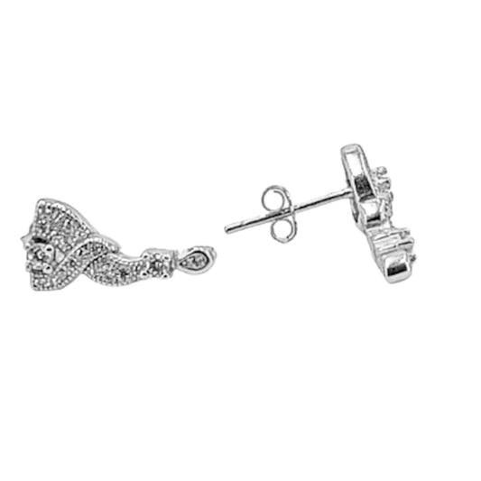 SILVER EARRINGS WITH RHODIUM FINISH AND ZIRCONIAS, PRESSURE CLOSURE