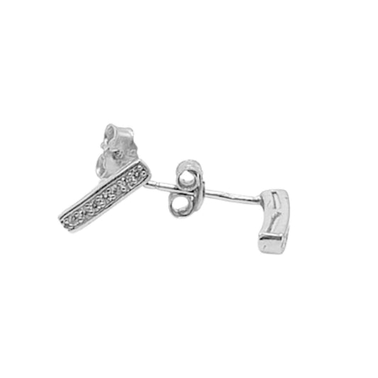 SILVER EARRINGS WITH RHODIUM FINISH AND ZIRCONIAS, PRESSURE CLOSURE