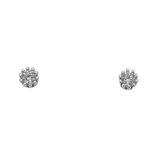 2-in-1 Earrings, Rhodium-Plated Silver Finish, Cubic Zirconia, Push-Back Closure