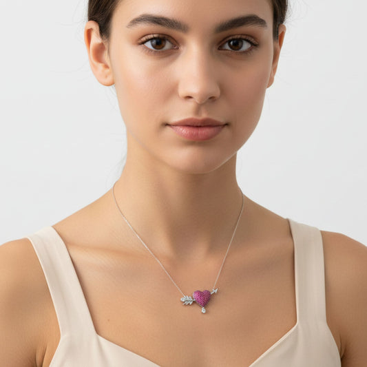 SILVER NECKLACE WITH RHODIUM FINISH AND ZIRCONIAS