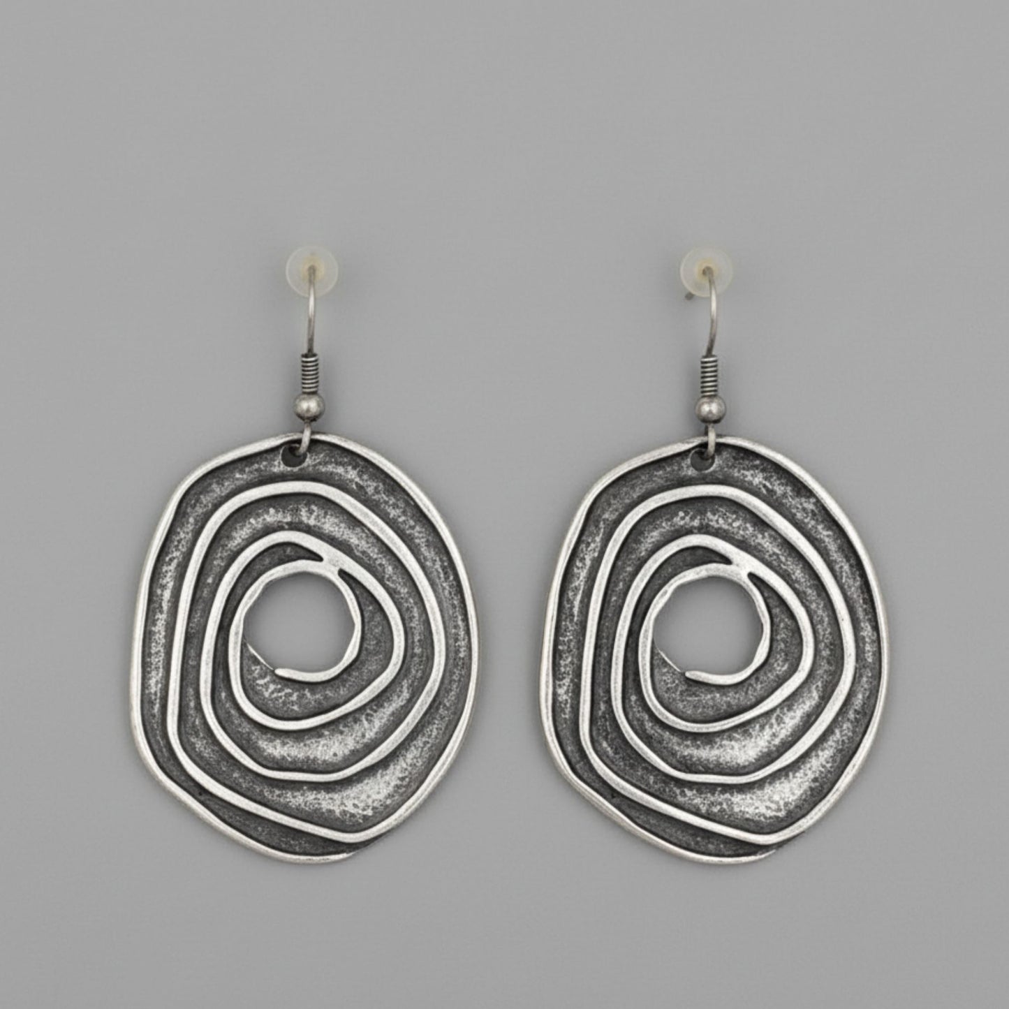 PENDIENTES ESPIRAL ZAMAK PLATEADOS