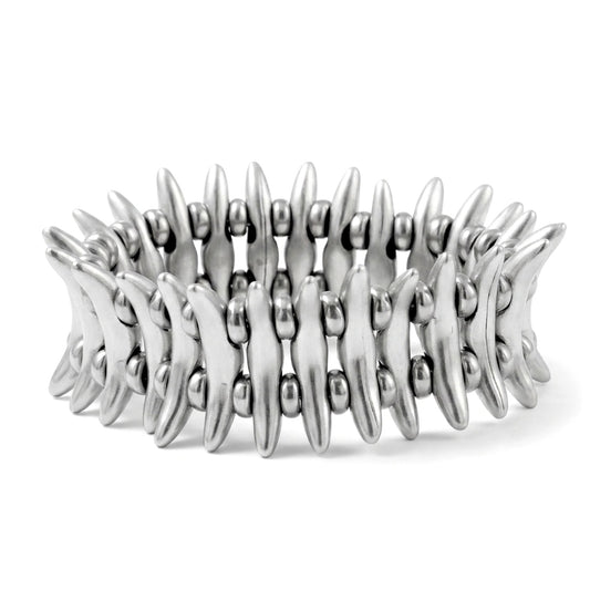 Pulsera Brazalete Zamak Elástica con Nylon - Diseño Espinas Moderno Unisex