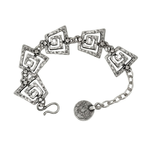 Pulsera Zamak con Espirales Griegas - Diseño Geométrico Extensible