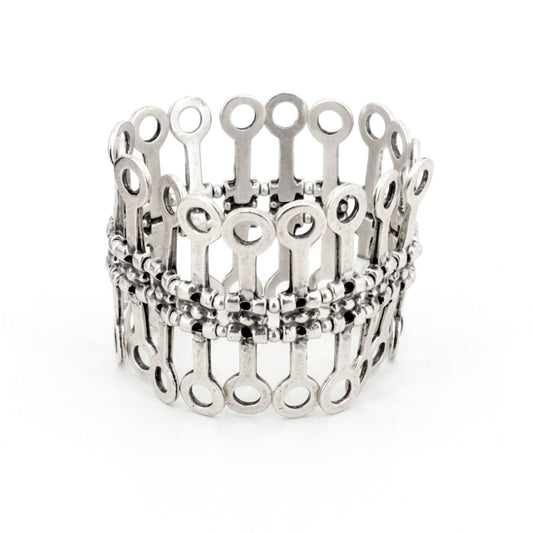 Pulsera Brazalete Zamak Elástica - Diseño Círculos Geométricos Unisex