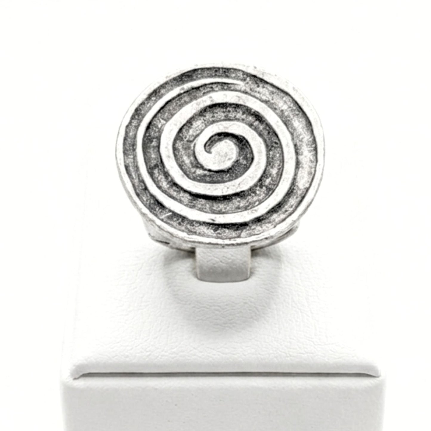 Anillo Espiral Zamak Plateado Envejecido Talla Ajustable