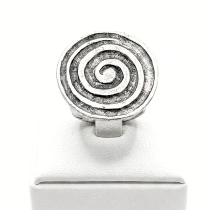 Anillo Espiral Zamak Plateado Envejecido Talla Ajustable