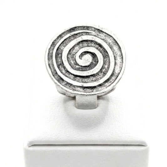Anillo Espiral Zamak Plateado Envejecido Talla Ajustable