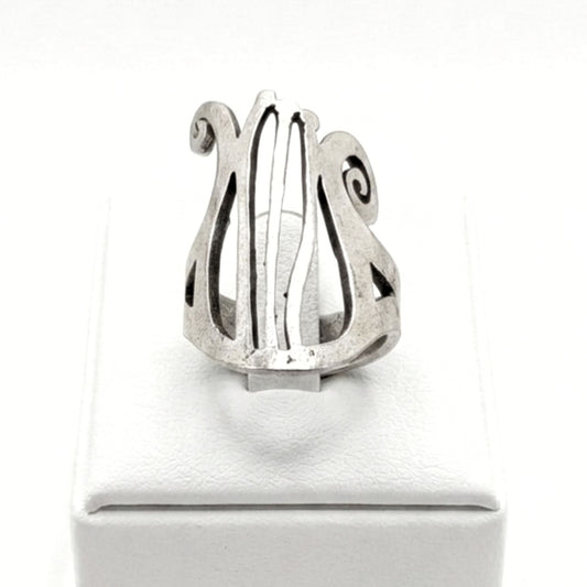 Anillo Zamak Lira Calado Diseño Exclusivo Unisex Ajustable