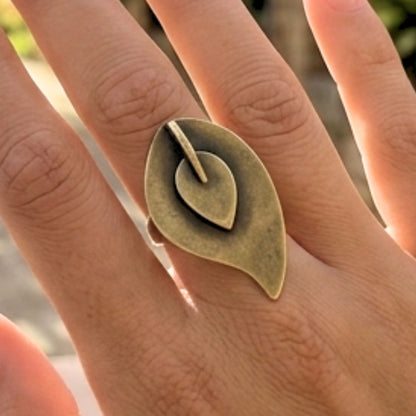 Anillo Hoja Bronce Dorado Envejecido Vintage | Joyería Osnor