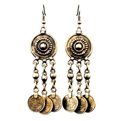 Pendientes Largos de Bronce con Monedas | Estilo Vintage Boho