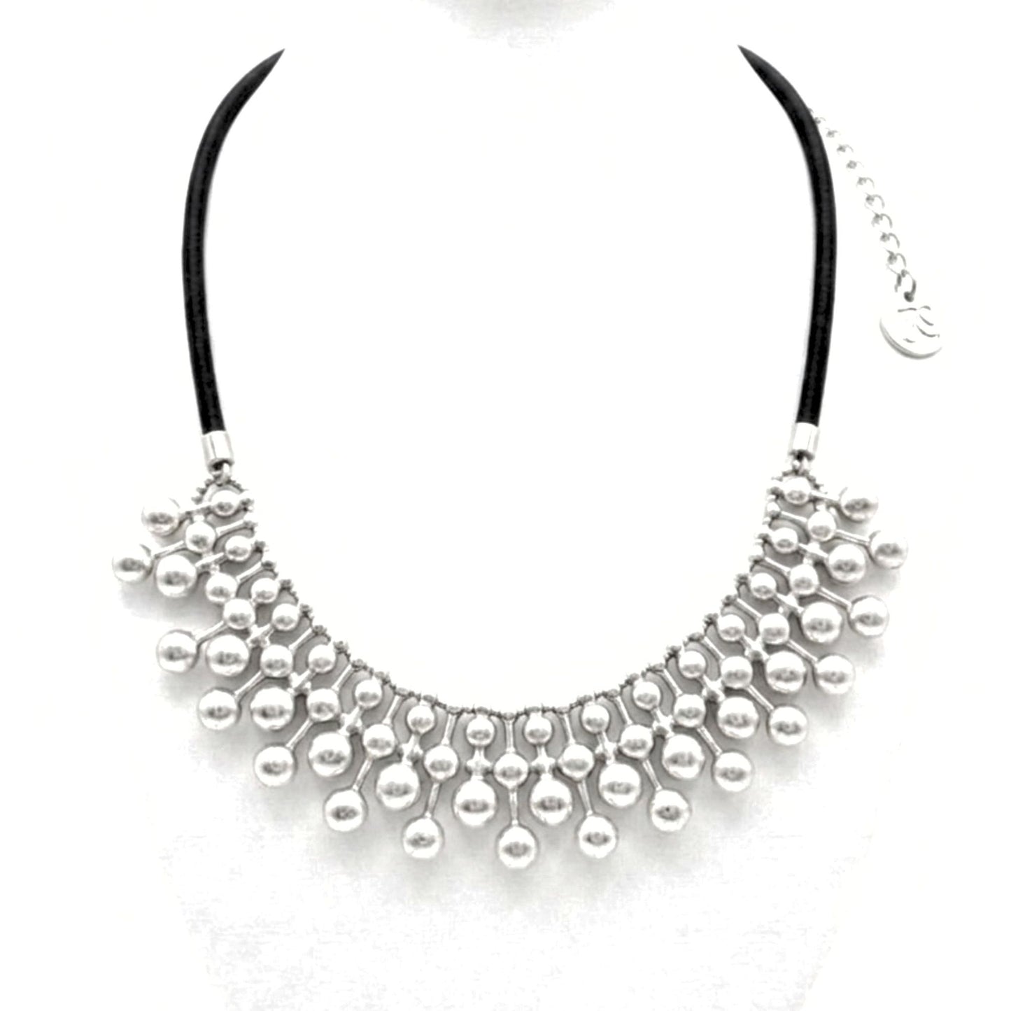 Collar Gargantilla Zamak Volumen | Cadena Piel Negra | Joyería Osnor