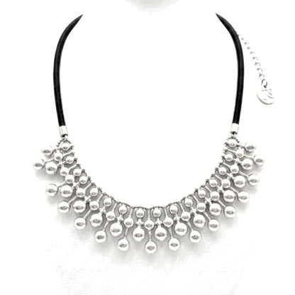 Collar Gargantilla Zamak Volumen | Cadena Piel Negra | Joyería Osnor
