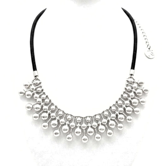 Collar Gargantilla Zamak Volumen | Cadena Piel Negra | Joyería Osnor