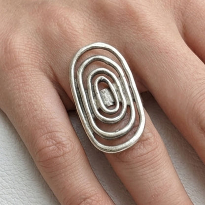 Anillo de Volumen Plateado | Zamak Hipoalergénico | Joyería Osnor