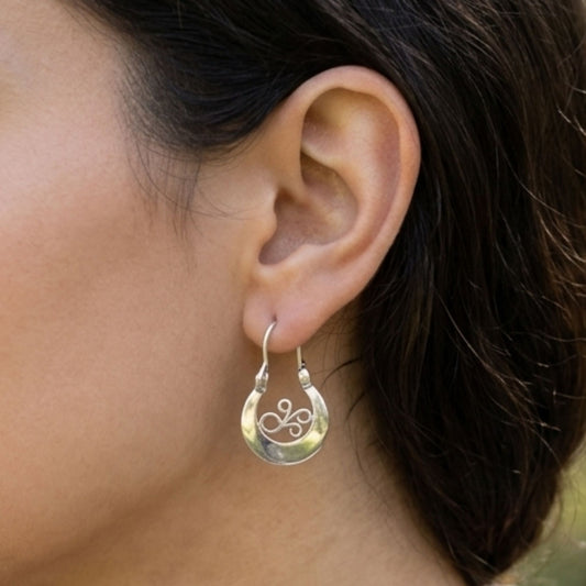 Aros Argollas Canarias Mujer Plata 925 Plateado Artesanal 15mm | Joyería Osnor