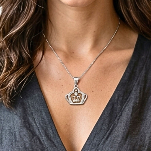 Collar Gargantilla Corona · Plata con Baño de Rodio y Circonitas Blancas