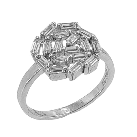 SILVER RING WITH RHODIUM FINISH AND ZIRCONIAS