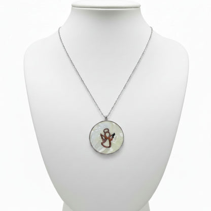 Collar Gargantilla Plata con Nácar y Ángel Acabado Rodio