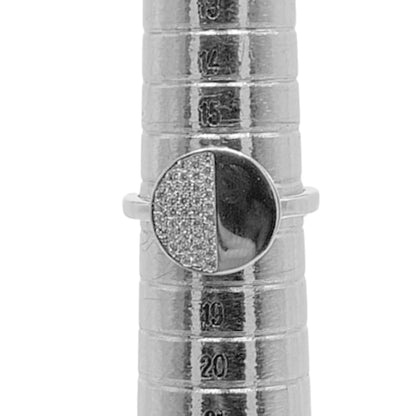 ANILLO DE PLATA TERMINADO EN RODIO LISO BRILLO Y CIRCONITAS