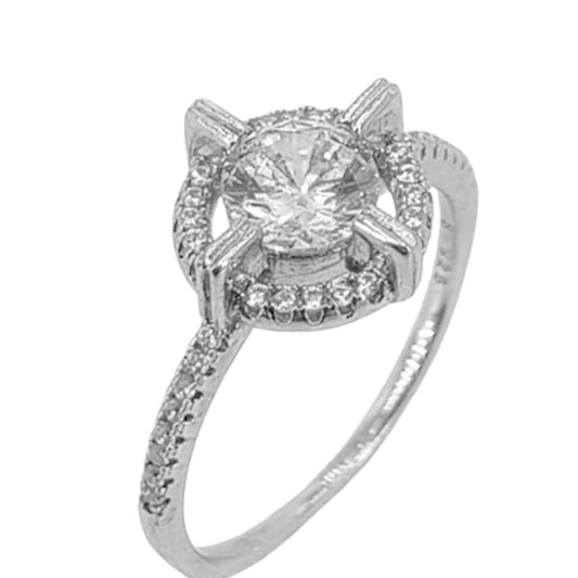 SILVER SOLITAIRE FINISHED IN RHODIUM AND ZIRCONIAS
