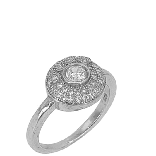 SILVER RING WITH RHODIUM FINISH AND ZIRCONIAS
