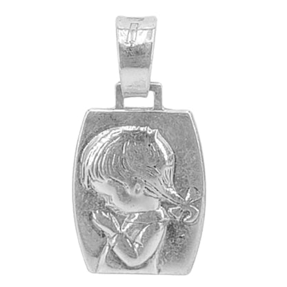 MEDALLA VIRGEN NIÑA PLATA ACABADO PLATEADO