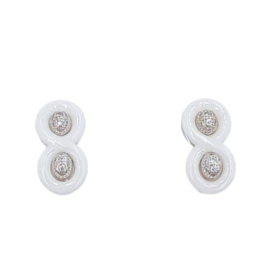 PENDIENTES PLATA ACABADO EN RODIO ,CERAMICA BLANCA Y CIRCONITAS