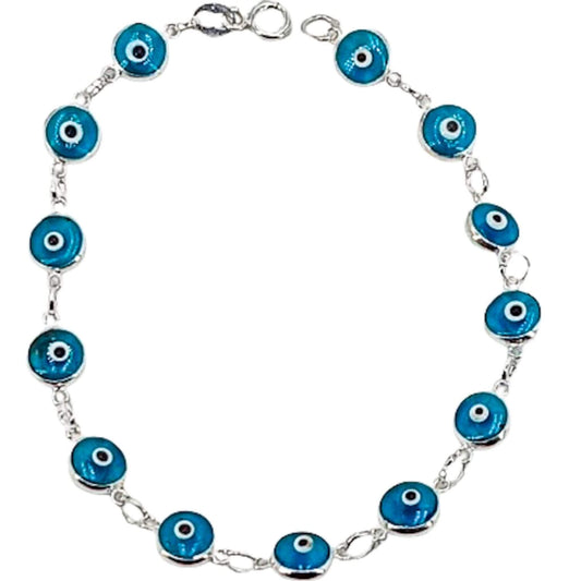 PULSERA PLATA OJO TURCO ACABADO EN PLATEADO