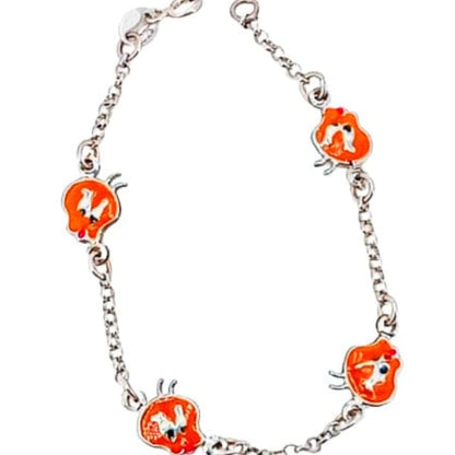 PULSERA INFANTIL  PLATA ACABADO EN PLATEADO Y ESMALTE