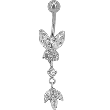 PIERCING OMBLIGO PLATA Y ACERO QUIRURGICO ACABADO EN PLATEADO