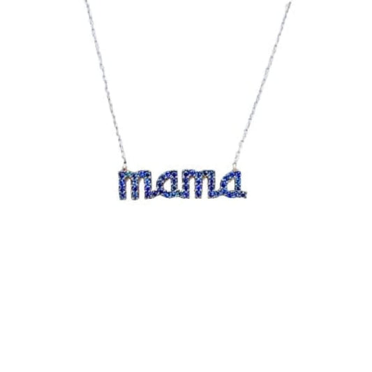 COLLAR MAMA PLATA ACABADO EN RODIO Y CIRCONITAS