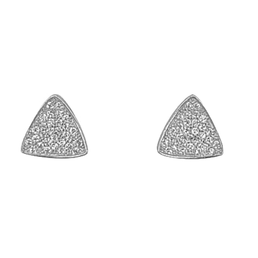 PENDIENTES TRIANGULO PLATA ACABADO RODIO CIERRE PRESION