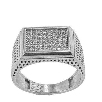 SELLO RECTANGUALR PLATA ACABADO EN RODIO Y CIRCONITAS