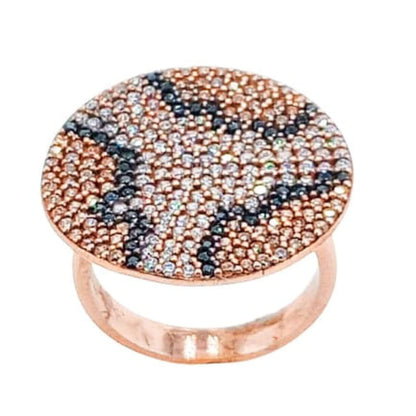 ANILLO PLATA ACABADO EN ROSA Y CIRCONITAS