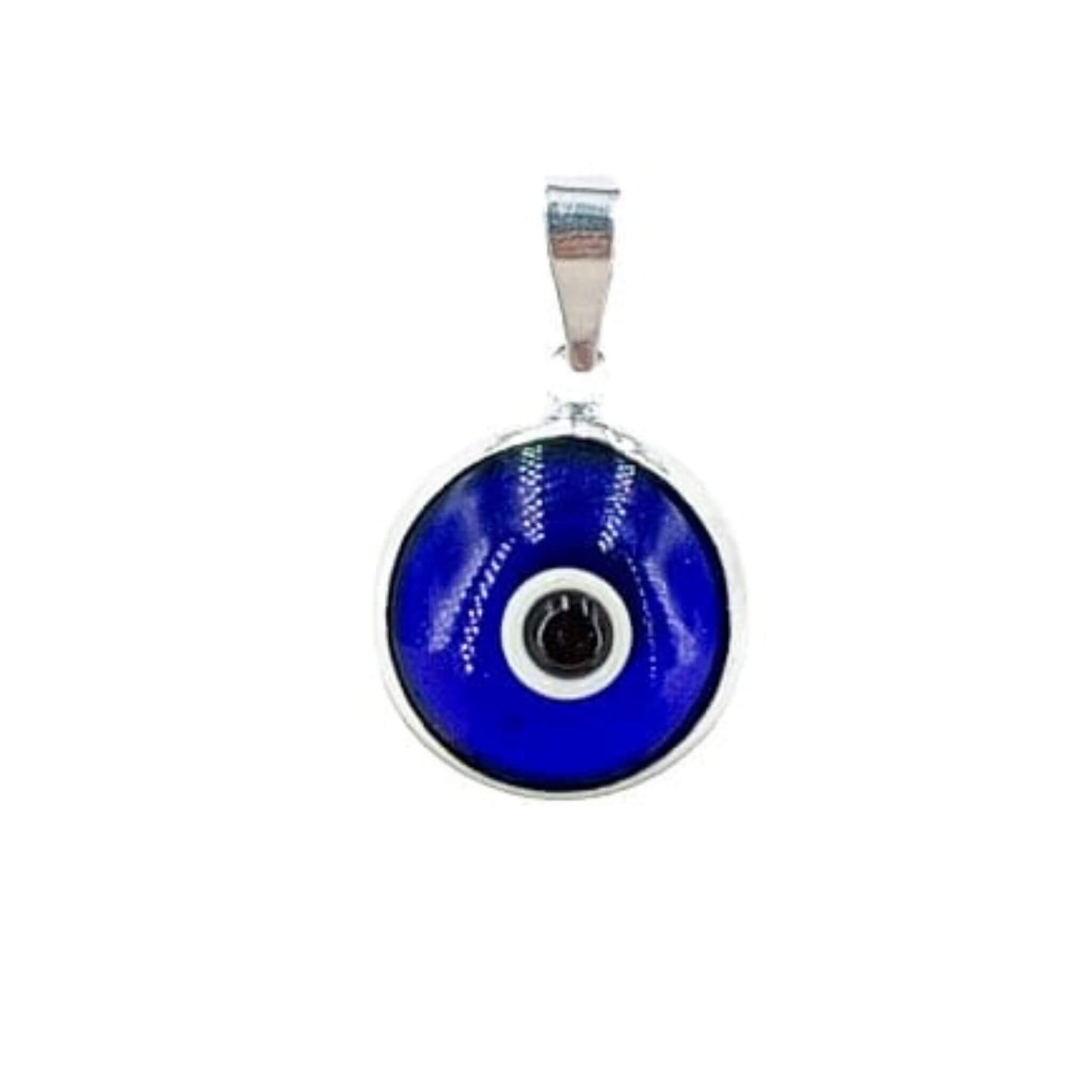 COLGANTE OJO TURCO AZUL OSCURO PLATA ACABADO PLATEADO